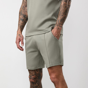 Shorts de plage décontractés pour hommes, couleur unie, avec cordon de serrage, respirants, en toile tricotée, en stock - Product Image 3
