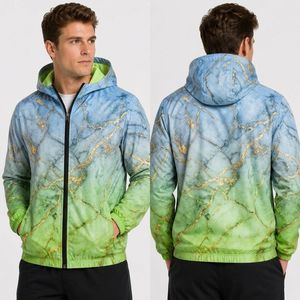 Chaqueta Cortavientos Sublimada con Diseño Geométrico Verde Pastel, Transpirable, Ligera, Duradera y de Alta Calidad - Product Image 1
