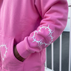 <b>Hot</b> Sale <b>Pink</b> Men's Hooded Tracksuit Set Fleece Zip-Up Streetwear Autumn Wear Letter Print Joggers Casual Outfit Custom - Product Image 4