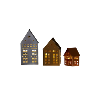 Lanternes en métal en forme de maison avec fenêtres découpées, décoration traditionnelle de Noël, artisanat, lumières de fête - Product Image 6