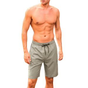 Pantalones Cortos Deportivos de Verano para Hombre, Color Liso, con Cordón Ajustable en la Cintura, para Playa o Piscina, Tejidos, con Logotipo OEM - Product Image 1