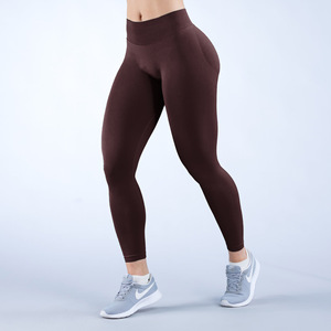Leggings morados sin costuras de cintura alta para mujer, pantalones deportivos elásticos de longitud completa con control de abdomen - Product Image 4