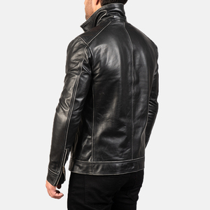 Vestes de motard en cuir de vachette véritable pour hommes, prix de gros imbattable, styles urbains à capuche, avec logo personnalisé, fabrication OEM au Pakistan - Product Image 5