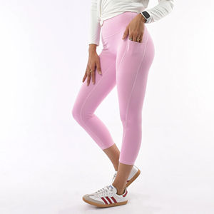 New Custom Logo Print Women <b>Leggings</b> Mid Waist Solid <b>Pattern</b> Spandex/Nylon Scrunch Butt Fitness Pants Style High Quality OEM - Product Image 3