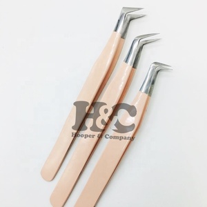Premium Quality Hooper Company HAC-T404 Professional Eyelash Tweezers Stainless Steel Anti-Magnetic Durable Heart <b>Peach</b> Tweezer - Product Image 1