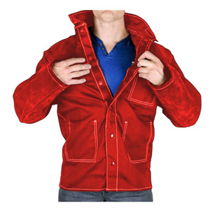Heavy Duty Reflective Safety <b>Construction</b> Welding <b>Jacket</b> Cowhide Split Leather Firefighting Heat Welder <b>Work</b> Protection - Product Image 6