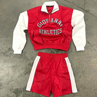 Ensemble de survêtement GIOVANAL pour homme, veste et short rouge et blanc, style sportif, fermeture éclair quart de tour, en satin, tenue de printemps