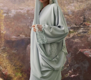 Abaya Modeste en Gros de Dubaï, Perlée et Pailletée, à Manches Longues, Traditionnelle Musulmane, Faite à la Main, pour l'Aïd, le Ramadan, les Mariages, en Polyester pour Femme - Product Image 5