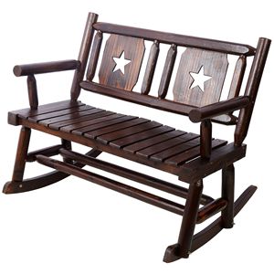 Sedia a dondolo doppia in carbonio per esterni, panca a dondolo in legno con seduta curva larga per 2 persone, per portico, giardino o patio - Product Image 6