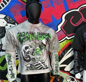 Camiseta de Manga Larga con Estampado DTG Personalizado 2026, Estilo Vintage, Lavado Ácido, Corte Cuadrado, Doble Capa, Tejido Waffle - Product Image 6