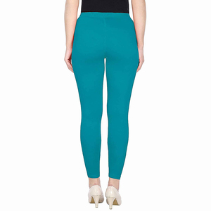 Women's Solid High Waist Peach Ankle Length Fitness Leggings with Rhinestone Quick Dry & Breathable Spandex - Product Image 2
