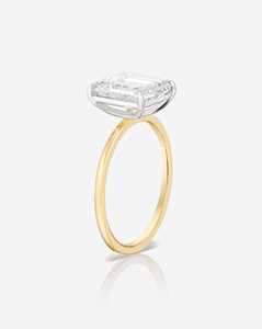 Bague de fiançailles personnalisée en or massif 14K 18K avec diamant de laboratoire taille émeraude, sertie à griffes, solitaire minimaliste, 2,54 ct, certifiée IGI - Product Image 4