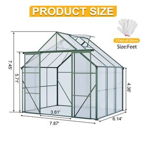 Serra in Policarbonato 8x6FT a Doppia Porta con Base Rialzata e Ancoraggio in Alluminio Rinforzato, per Esterni, Ideale per la Coltivazione - Product Image 5