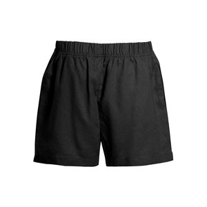 Shorts cargo en coton tricoté respirant pour femme, taille haute, coupe ample, avec cordon de serrage à nœud, couleur noire unie, style décontracté - Product Image 2