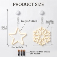 Guirlande lumineuse LED en forme d'étoiles, alimentée par piles, avec ventouses, pour décorations de Noël, de fêtes, de fenêtres et de murs