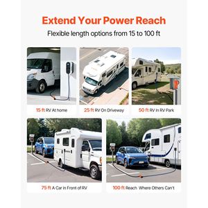 Cavo di Prolunga per Camper da 75 Piedi, 50 Ampere, 125V/250V, 7500W, Resistente, con Cavo STW 6/3 + 8/1, Spina Maschio NEMA 14-50P a Spina Femmina NEMA 14-50R - Product Image 3