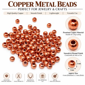 Perles en cuivre de 6 mm, perles rondes en métal massif pour la fabrication de bijoux, fournitures artisanales, vente en gros, accessoires métalliques pour artisans - Product Image 6