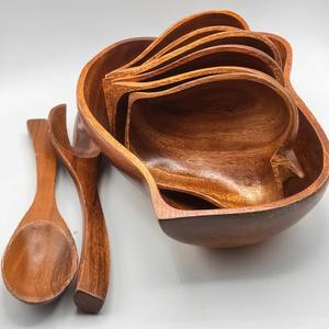 Juego de Tazones Artesanales de Madera de Acacia Vintage, Elegantes Tazones para Servir Ensaladas, Suministro Global de Exportación al Por Mayor - Product Image 3
