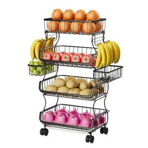 Cesta de Frutas de Tres Niveles, Cesta de Almacenamiento Rectangular de Metal Desmontable, Cesta para Frutas y Verduras para Cocina y Comedor - Product Image 4