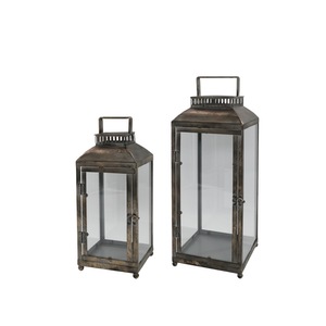 2026 Spring Collection Antique Burnish <b>Copper</b> Metal Candle Holder <b>Lanterns</b> with Toughened Glass - Product Image 2