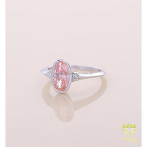 Bague de fiançailles en or blanc avec diamant de laboratoire ovale rose, solitaire, bague de promesse, bague de mariage pour femme, bijoux élégants - Product Image 2