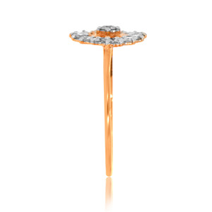 แหวนดอกไม้ประดับเพชรทองคำขาว 14K ประกายระยิบระยับสำหรับผู้หญิง - Product Image 3