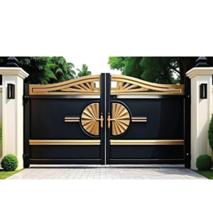 מערכת שער אוטומטית לוילה מודרנית יוקרתית לחצר קדמית ולגינה, ספק שער גדר חיצוני מסגסוגת אלומיניום - Product Image 5