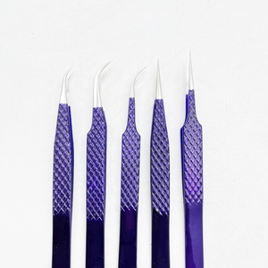Pinzas para extensión de pestañas de acero inoxidable con recubrimiento en polvo púrpura Punta puntiaguda de volumen sostenible Todo tipo de cuidado personal NOMEX - Product Image 5