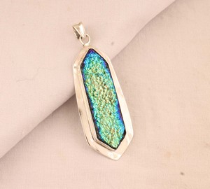 Colgante Vintage de Druzy Natural, Plata de Ley 925, Venta al por Mayor, Forma Elegante, Gema Grande de Druzy, Joyería de Plata Hecha a Mano, Brillante - Product Image 2