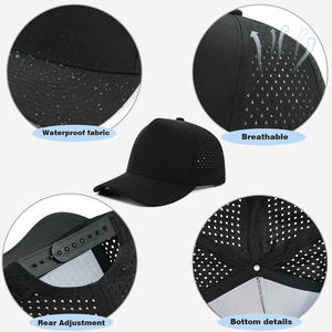 Custom Logo Breathable <b>Waterproof</b> Mesh Baseball Cap Adjustable Unisex Outdoor Sport <b>Hat</b> Solid Color 6-Panel Design - Product Image 4