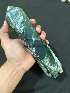 Obélisque en Agate Mousse Naturelle Polie, Pointe de Cristal, Pierre Précieuse, Tour Décorative, Cristal de Guérison, Vente en Gros - Product Image 3