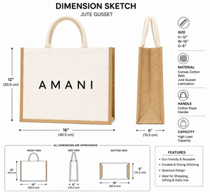 กระเป๋าช้อปปิ้งผ้าแคนวาสลายคาลิโก่รักษ์โลก AMANI ขนาดใหญ่ หูหิ้วแบบตัวอักษร ใช้ได้ทุกวัน สำหรับซุปเปอร์มาร์เก็ต - Product Image 2