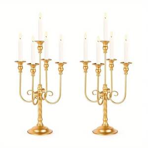 Support de chandelier en laiton antique à 5 lumières, finition élégante, avec tiges torsadées, en métal, pour hôtels et événements - Product Image 2