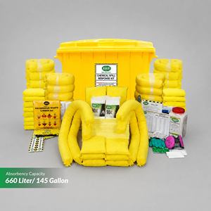 Chemical Spill Response Kit 660L Wheelie Bin Yellow Hazmat Absorbent Pads Socks Gloves - Product Image 2