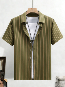 เสื้อเชิ้ตผู้ชายแขนสั้นแบบเรียบง่ายสำหรับธุรกิจ ผ้าถัก ระบายอากาศได้ดี พิมพ์ลายคมชัด 100% โพลีเอสเตอร์ - Product Image 5