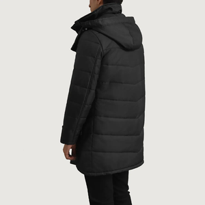 Chaqueta Acolchada con Capucha Azul Marino para Hombre, Abrigo Largo Cortavientos de Invierno con Cierre de Cremallera, Estilo Casual - Product Image 5