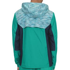 <b>Men's</b> Green Color Blocking Hooded Track Suit Set Sporty Zippered <b>Jacket</b> Shorts Quick Dry Polyester <b>Summer</b> Wear - Product Image 4