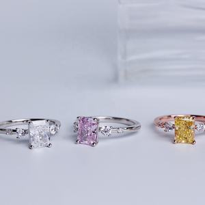 Bague de fiançailles et de mariage en argent sterling S925 avec pierre de glace concassée fantaisie 2023, coupe radiante, pour femmes, bijoux Destiny - Product Image 3