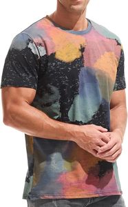 Camiseta de Manga Corta con Cuello Redondo para Hombre, Diseño Multicolor Pintado a Mano, Tejido Informal de Corte Regular - Product Image 2