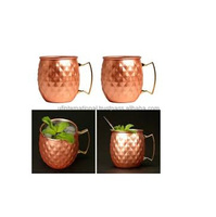 Tasse en cuivre et en acier inoxydable, martelée, avec poignée en laiton, tasse de mule de moscou, 1 pièce de 16oz