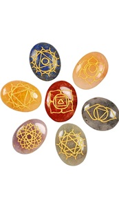 Kit de Sanación con Piedras Preciosas de 7 Chakras, Grabado Ovalado, con Caja de Madera Personalizada, Piedra Natural, Cristales Amayra al por Mayor, INDIA - Product Image 5