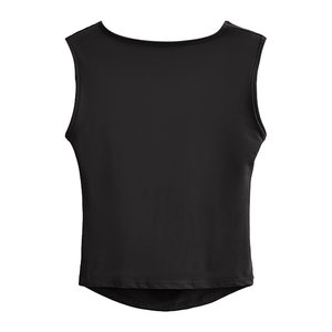 Camiseta sin mangas para mujer con cuello cuadrado, largo regular, lazo frontal asimétrico, estilo casual, holgada, oversize, lavado ácido, transpirable - Product Image 4