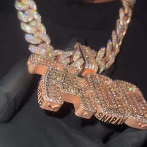 Joyería Hip Hop Personalizada con Número, Moissanita VVS, Plata de Ley 925, Chapada en Oro, con Colgantes, Certificación GRA - Product Image 2