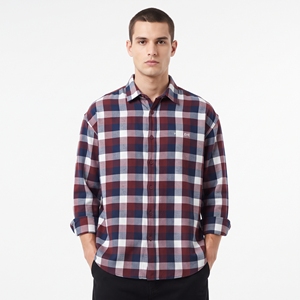 Camisa Urbana a Cuadros para Hombre, Diseño de Tres Tonos, Corte Holgado, Manga Larga, Ropa Casual Tejida, Proveedor Mayorista - Product Image 3