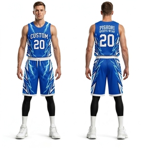 Ensemble de vêtements de sport personnalisés en polyester 100 % imprimé par sublimation, maillot et short de basketball rouges pour équipe - Product Image 5