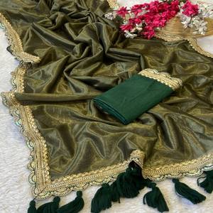 Sari VASTRA COTTAGE Premium de Georgette con Bordado Floral de Hilo Pesado, Detalles de Lentejuelas y Borde Calado Festoneado - Product Image 3