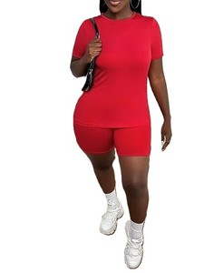 ชุดเซ็ตเสื้อสเวตเชิ้ตและกางเกงขาสั้นลูกไม้ 2 ชิ้นสำหรับผู้หญิง พิมพ์โลโก้ได้ คอตั้ง ผ้าฝ้าย 100% ระบายอากาศได้ดี เป็นมิตรกับสิ่งแวดล้อม เหมาะสำหรับฤดูร้อน - Product Image 5