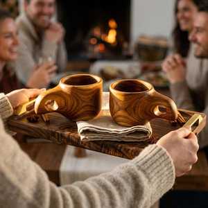 Taza de Té de Madera Rústica Hecha a Mano, Diseño Clásico para Café, Agua, Té, Taza de Madera Maciza con Asa para Café, Té y Bebidas - Product Image 5