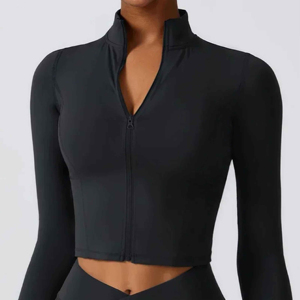 Comfortable Breathable High Quality Running Yoga Fitness Jackets Long Sleeve Women Athletic <b>Zip</b> <b>up</b> Crop Running Jacket - Product Image 1