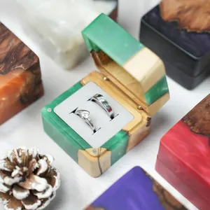 Luxury High Quality Wooden Resin <b>Ring</b> <b>Box</b> Handmade European Style Sustainable <b>Proposal</b> <b>Ring</b> Case for Special Occasions - Product Image 2